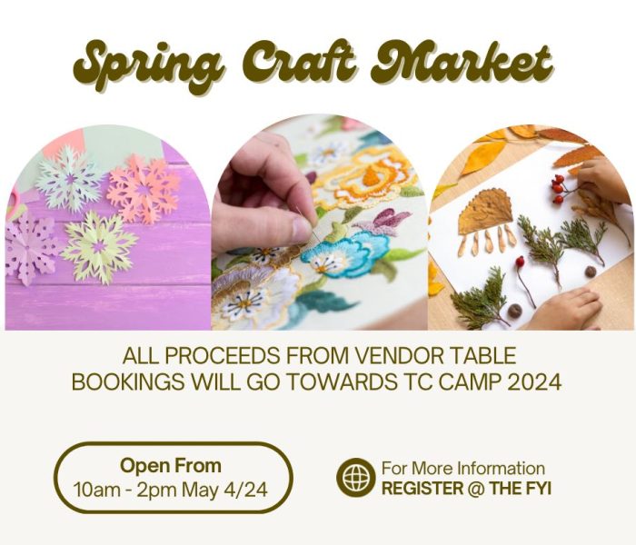 TC Spring Craft Market this May 4 at 10am - 2pm